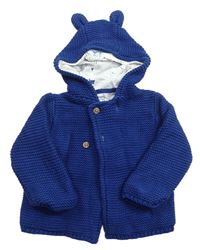 Modrý podšitý propínací svetr s kapucí M&S