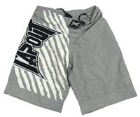 Sivé šušťákové kraťasy s prúžkami s logom Tapout