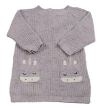 Lila melírované pletené šaty s jednorožcom Primark