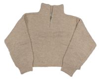 Staroružový crop sveter so stojačikom Matalan