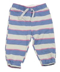 Modro-bílo-růžové pruhované tepláky Primark