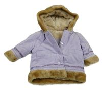 Lila-béžová menšestrová zateplená bunda s kapucňou George