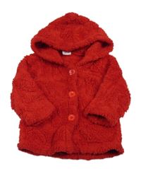 Červená chlpatá prepínaci mikina s kapucňou