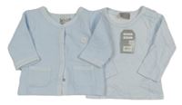 Nové - 2set- světlemodrá propínací mikina+ modro-bílé vzorované triko 