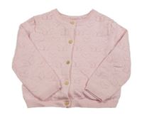 Svetloružový prepínaci sveter s motýlikmi a srdiečkami Nutmeg