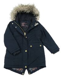 Tmavomodrá šušťáková zimná parka s kapucňou Next