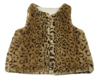 Hnedá kožušinová vesta s fľakmi