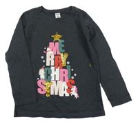 Tmavošedé triko s nápisem a jednorožci Dopodopo