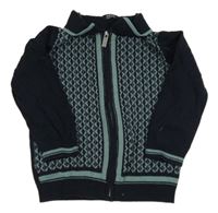 Černo-modro-šedý vzorovaný propínací svetr Next