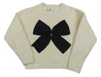 Smotanový trblietavý sveter s mašlou C&A