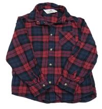 Tmavomodro-červeno-černá kostkovaná flanelová košile H&M