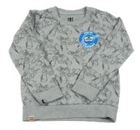 Sivá melírovaná mikina s kostkami