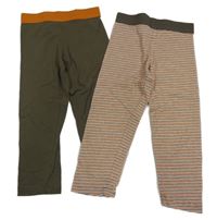 2x legíny khaki-oranžové+ pruhované Alive