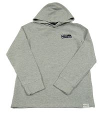 Svetlosivá rebrovaná mikina s nášivkou a kapucňou Garcia