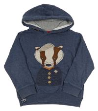 Tmavomodrá mikina so zvieratkom a kapucňou TU