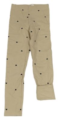 Béžové teplákové legíny so srdiečkami H&M