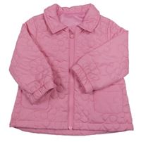 Růžová květinová šusťáková lehce zateplená bunda dunnes