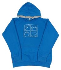 Modrá mikina s potlačou a kapucňou