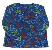 Modré zamatové tričko s dinosaurami Primark