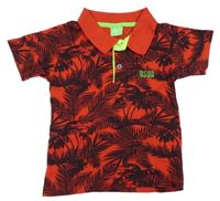 Červeno-černé vzorované polo tričko Hugo Boss