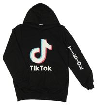 Černá mikina s logem TikTok a kapucí