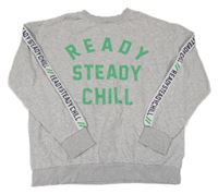 Sivá melírovaná mikina s nápisom H&M
