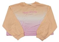 Meruňkovo-ružová ombré crop mikina s nápisom H&M
