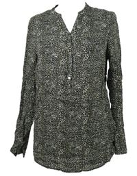 Dámska bielo-čierno-béžová vzorovaná blúzka Esprit