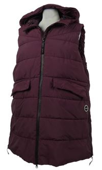 Dámska slivková šušťáková prešívaná maxi vesta s kapucňou Icepeak