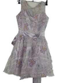 Dámské fialové organzové šaty s květy Zibi