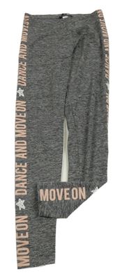 Šedé žíhané sportovní lelastické egíny s ružovymi nápisy Terranova