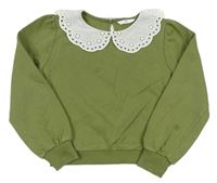 Khaki crop mikina s madeirovým golierom M&S