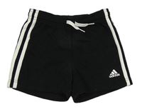 Černé teplákové kraťasy s pruhy Adidas 