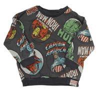 Tmavošedá mikina s hrdiny a nápisy - Avengers Marvel