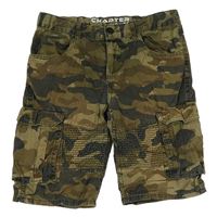 Khaki-hnědo-černé army riflové kraťasy s kapsami Chapter young