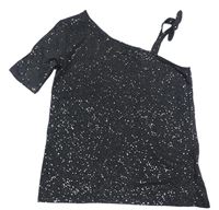 Čierne trblietavé asymetrické tričko zn. H&M
