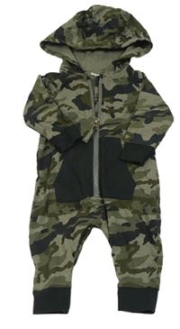 Khaki army tepláková kombinéza s kapucí Next