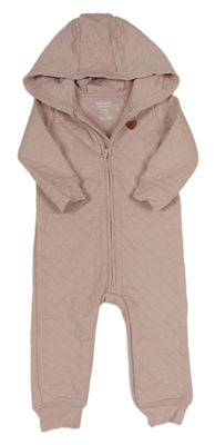 Pudrová prešívaná tepláková kombinéza so srdiečkom a kapucňou Carter's