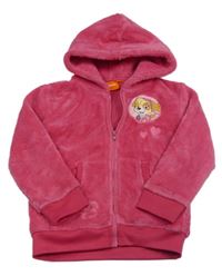 Růžová chlupatá propínací mikina se Skye a kapucí Nickelodeon