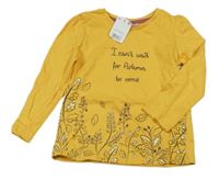 Nové - Pomerančové triko s nápisem a kytičkami Pep&Co