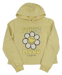 Citronová mikina s kvietkom a kapucňou