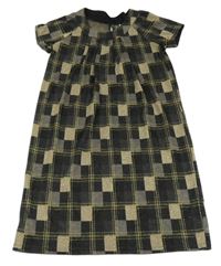 Šedo-zlato-černé kostkované šaty C&A