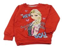 Červená mikina s Elsou a nápisom
