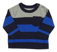 Šedo-tmavomodro-modrý svetr GAP