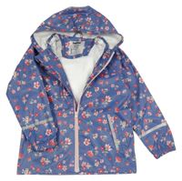 Modro-ružová kvetovaná nepromokavá bunda s kapucňou Lupilu