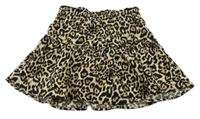 Béžovo-černá leopardí lehká sukně 