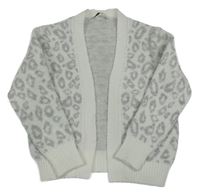 Bielo-sivý vzorovaný pletený cardigan George