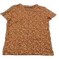 Hrdzavé kvetované tričko