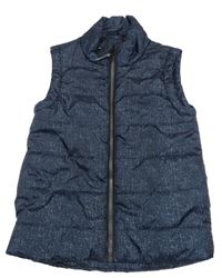 Tmavomodrá melírovaná šušťáková zateplená vesta Debenhams