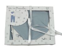 Nové - 3Set - Modrošedé tepláky + triko s velrybami + slinták hoodadoo